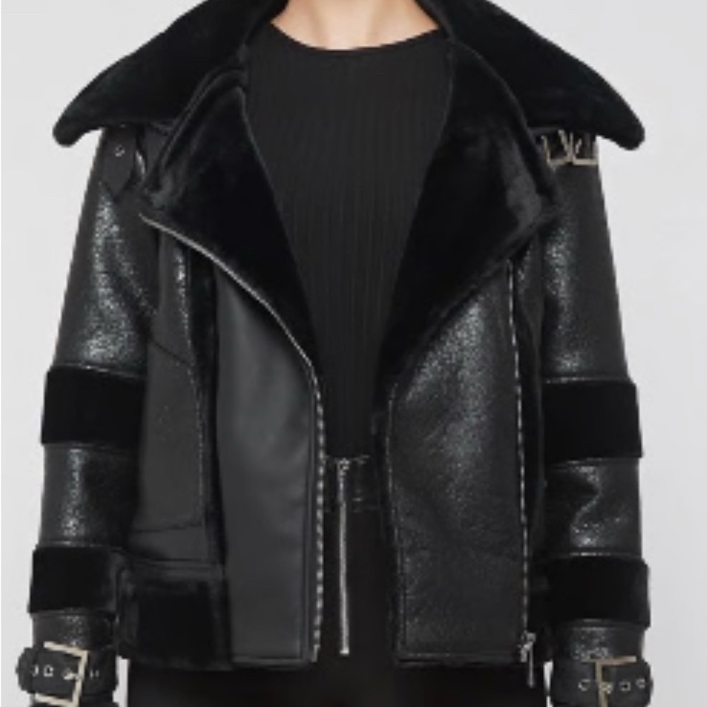 Manière De Voir Cracked Vegan Leather Biker Jacket ($200)(REVOLVE) Sz 6/ Medium